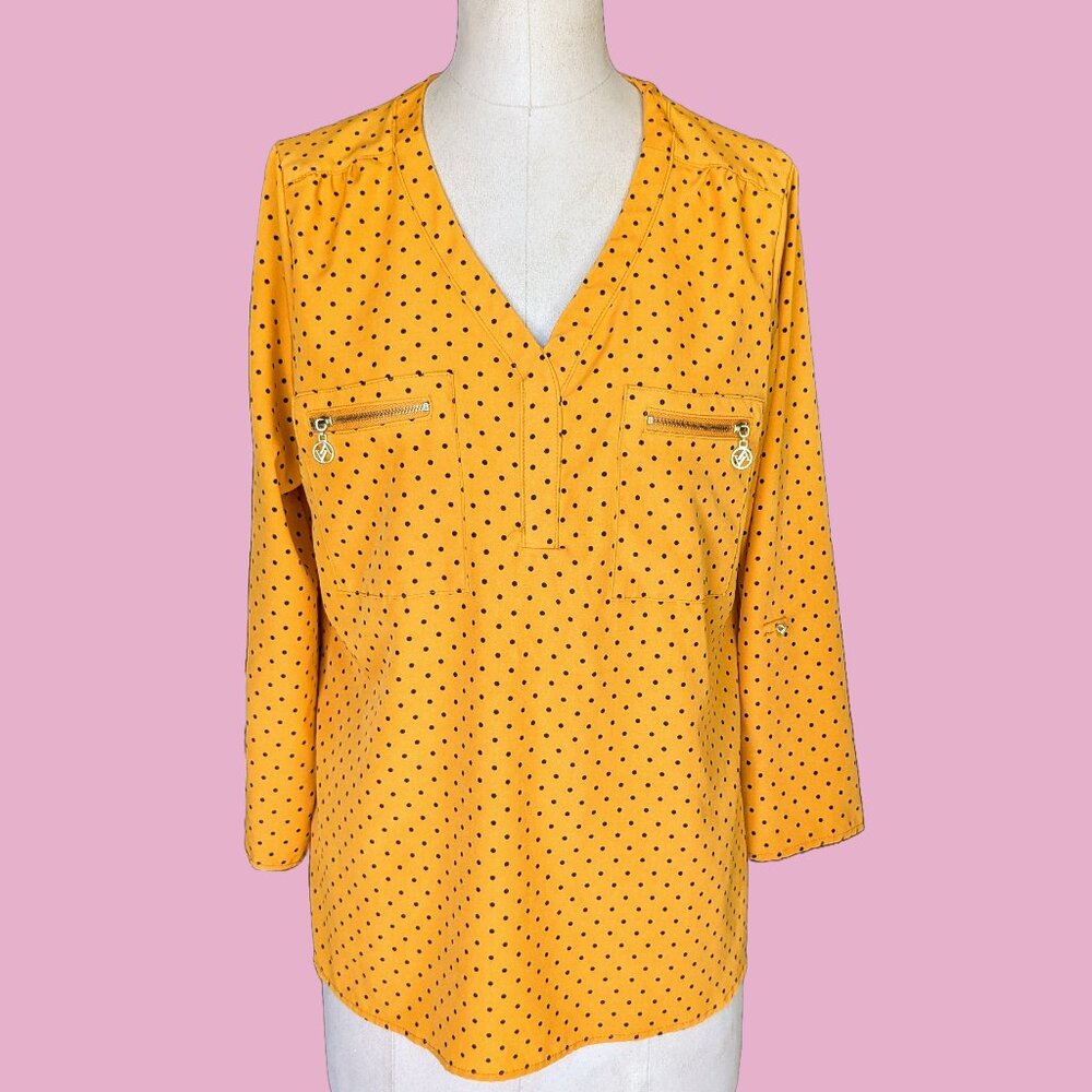 Adrienne Vittadini Polkadot 3/4 Sleeve Blouse